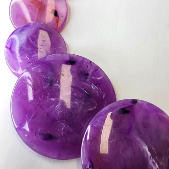 Vintage Purple Statement Choker Necklace Lucite Purple Bead Necklace - Picture 4 of 8